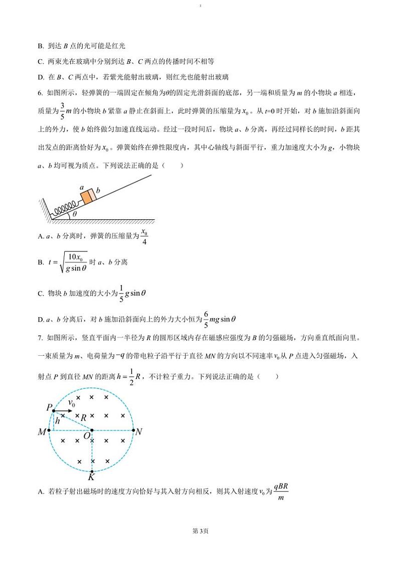 2025届四川省蓬溪中学高三上二诊模拟物理试卷(含答案)第3页