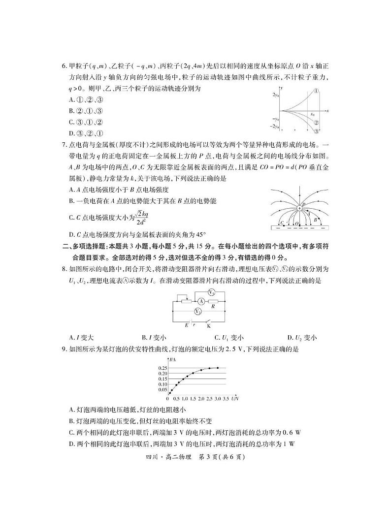 四川省部分学校2024-2025学年高二上学期12月学情检测物理试卷(PDF版附解析)第3页