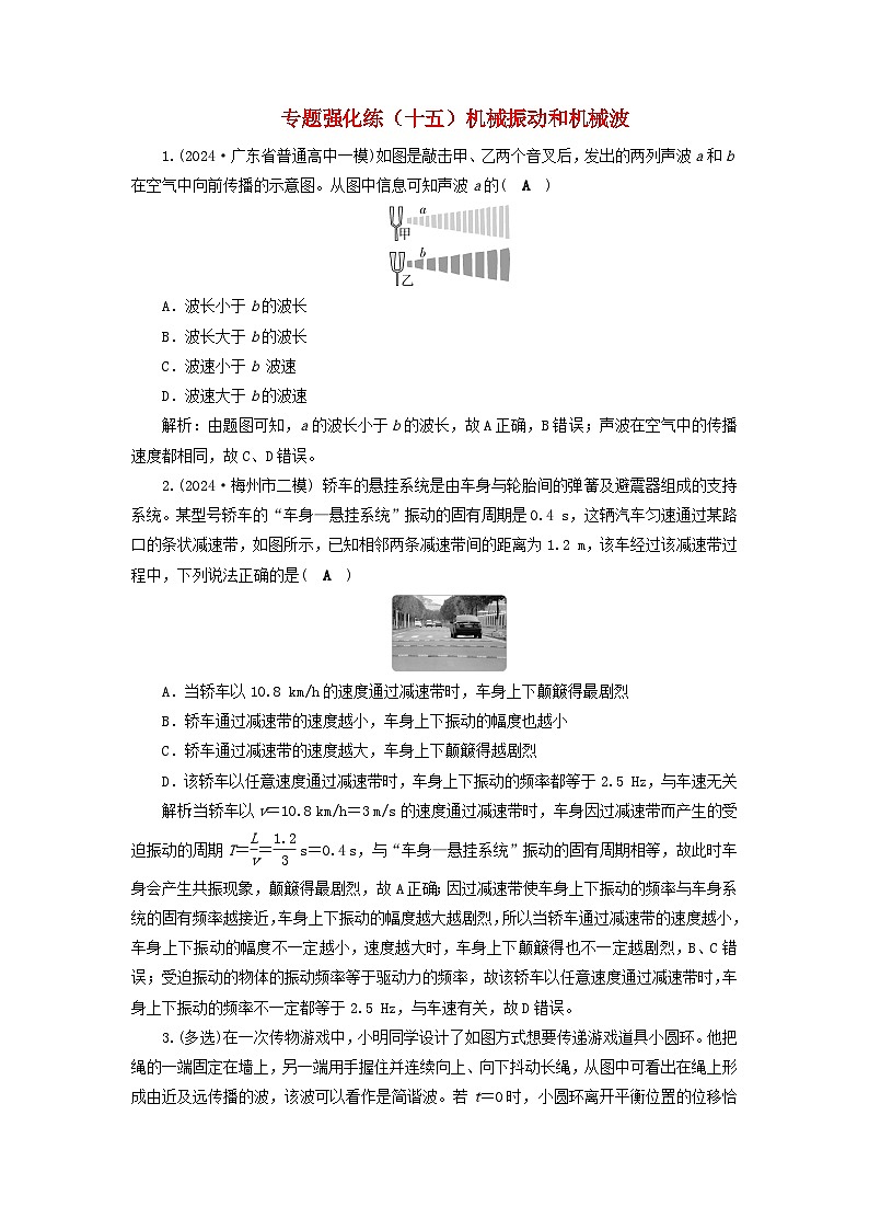 2025届高考物理二轮专题复习与测试专题强化练十五机械振动和机械波第1页
