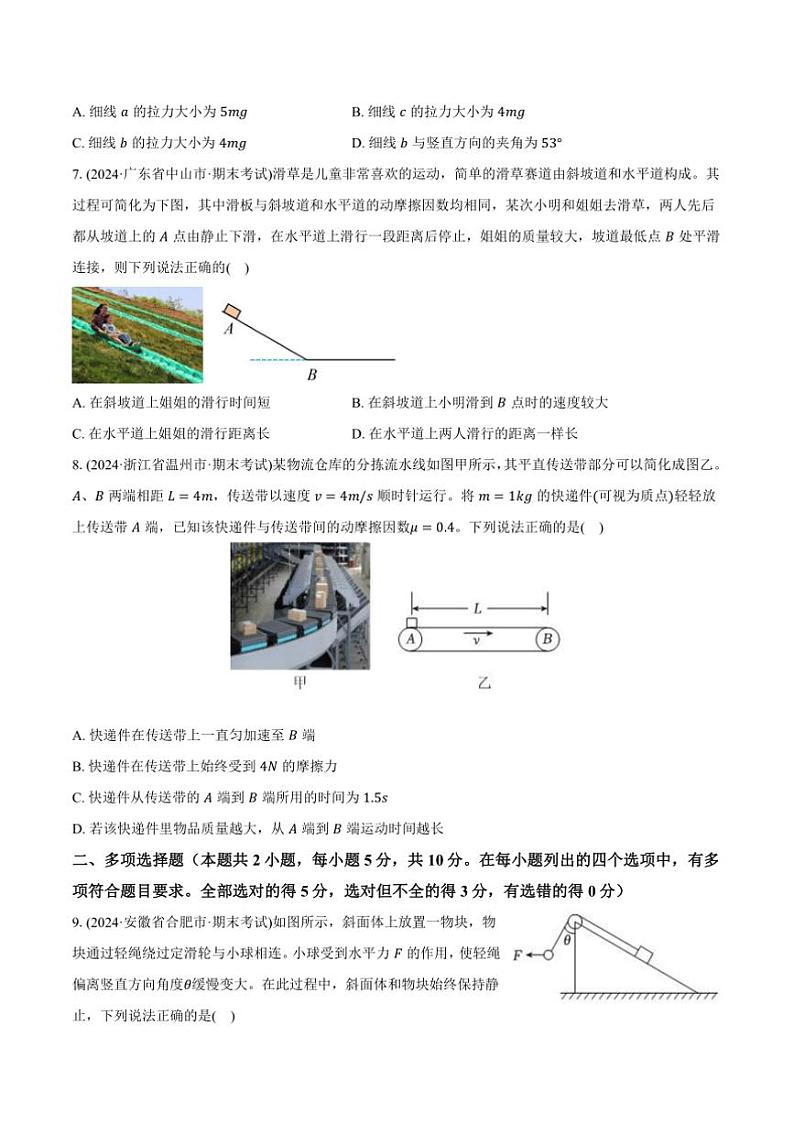 2024~2025学年上高一上期末破题卷(安徽省)物理试卷(二)(原卷解析)第3页