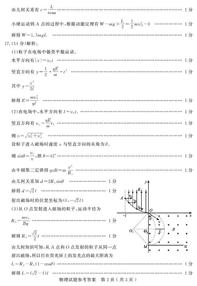 山东省济宁市2024-2025学年高三上学期1月期末质量检测物理试题答案2025-01-07第2页