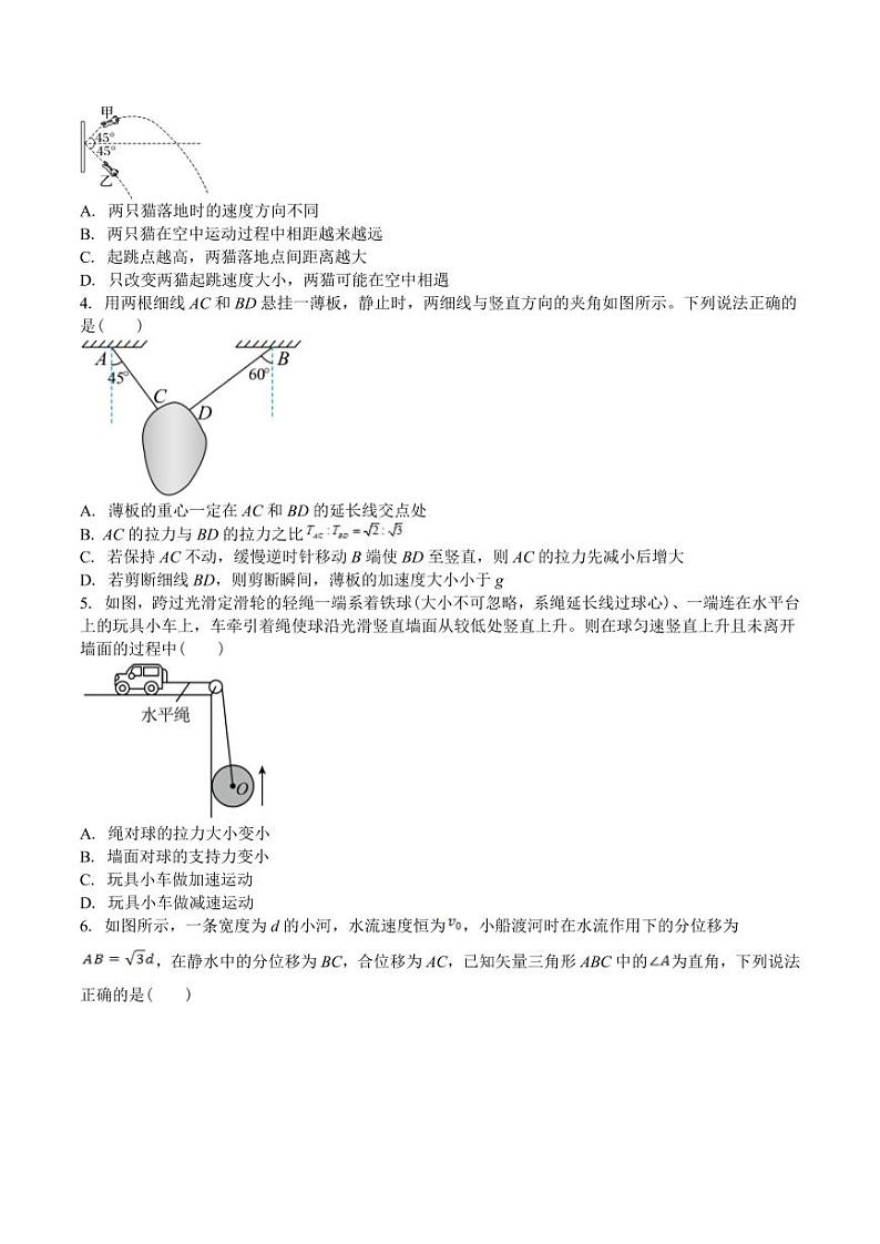 吉林省白城市第一中学2025届高三上学期1月期末考试物理试卷+答案第2页