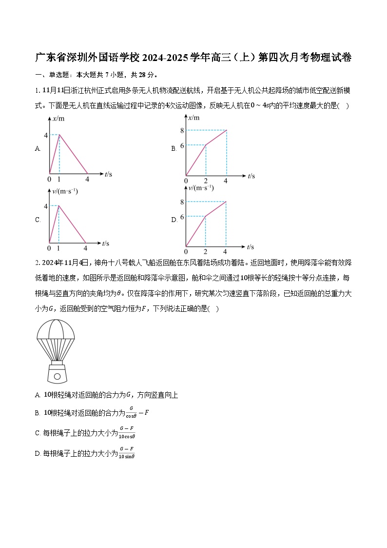 广东省深圳外国语学校2024-2025学年高三（上）第四次月考物理试卷（解析版）