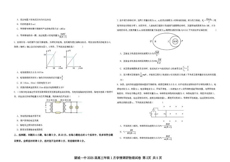 2025届湖南省长沙市望城区第一中学高三上学期1月学情调研物理试卷第2页