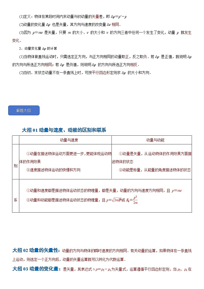 1.1动量--2024-2025学年高二物理题型归类+解题大招(人教版2019选择性必修第一册)(原卷版)第3页