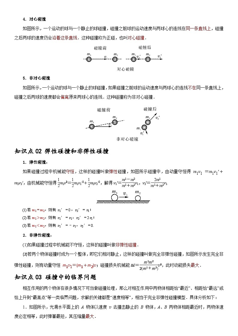 1.5  弹性碰撞和非弹性碰撞--2024-2025学年高二物理题型归类+解题大招(人教版2019选择性必修第一册)(原卷版)第2页