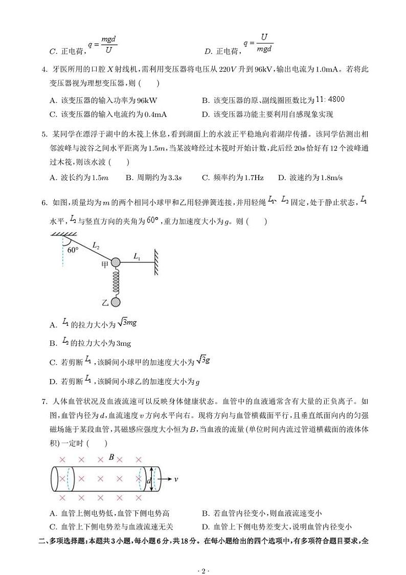2025年陕西普通高中学业水平选择性考试适应性演练(八省联考陕西物理试卷)(含答案)第2页