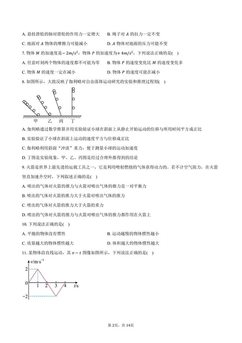 2024~2025学年江苏省盐城市高二上()学业水平考试物理试卷(含答案)第2页