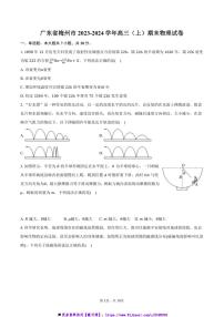 2023～2024学年广东省梅州市高三上()期末物理试卷(含答案)