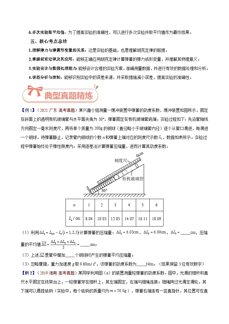 实验2  探究弹力与弹簧伸长的关系-2025年高考物理必考实验重难点突破(原卷版)(高考实验)第3页