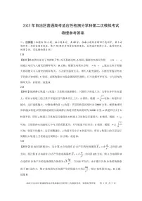 新疆维吾尔自治区2025届高三上学期高考适应性检测分学科第二次模拟考试物理试题（PDF版附解析）