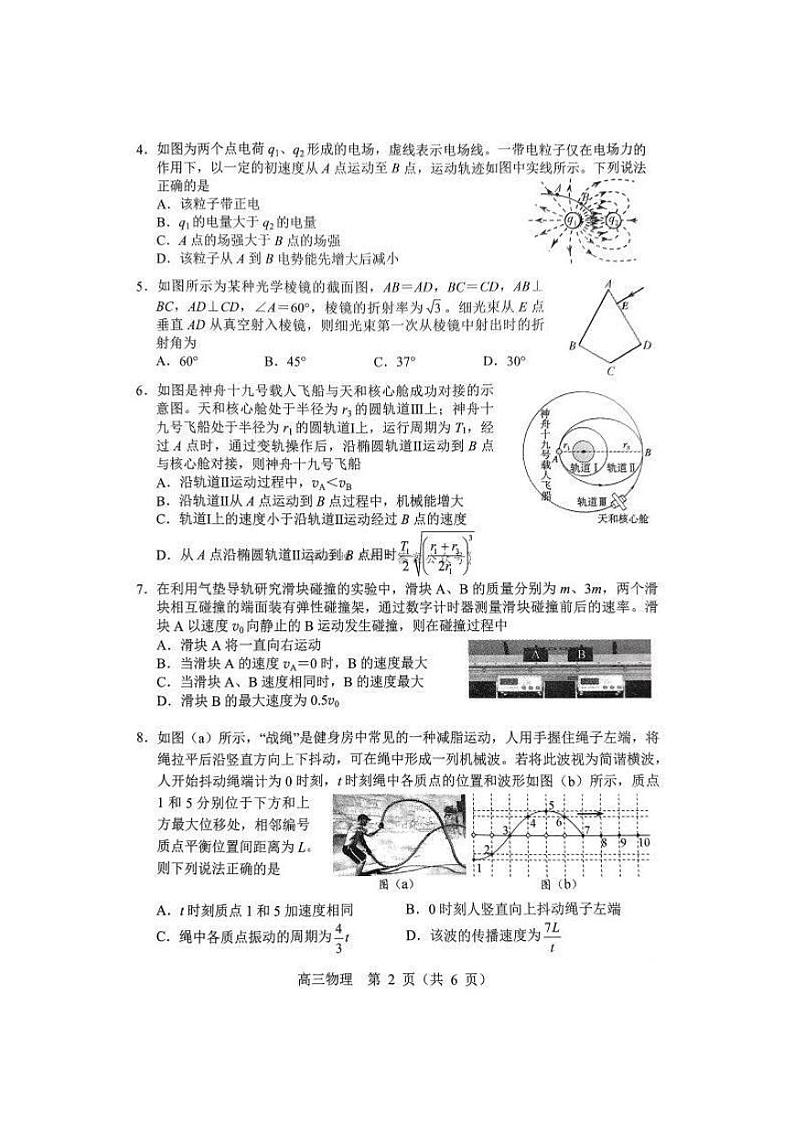 辽宁省沈阳市2025届高三高考第一次模拟考试-物理试卷+答案第2页