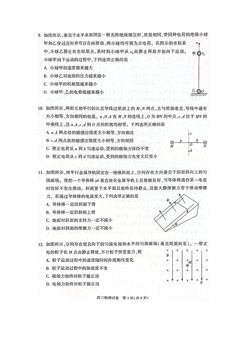 2024~2025学年北京市朝阳区高三上学期1月期末考试(图片版)物理试卷第3页