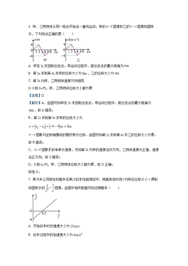 2024~2025学年江苏省连云港市灌云县高一上学期11月期中学业质量检测物理试卷(解析版)第3页
