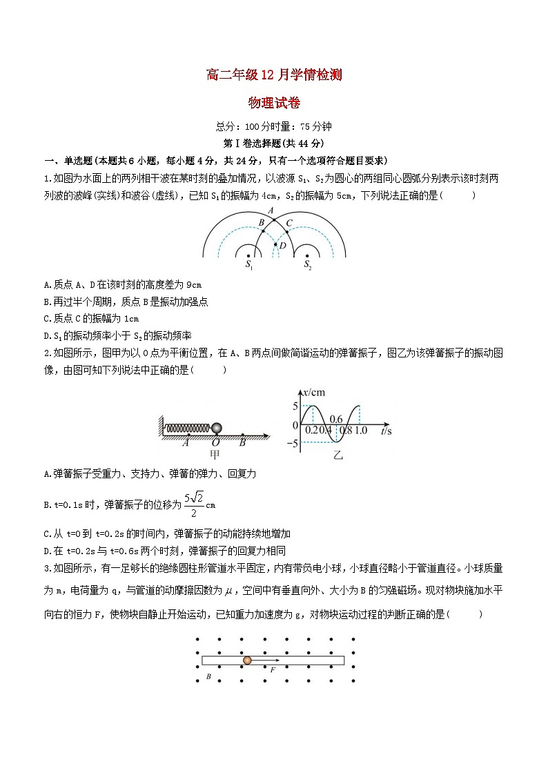 湖南省长沙市2023_2024学年高二物理上学期12月月考试卷第1页