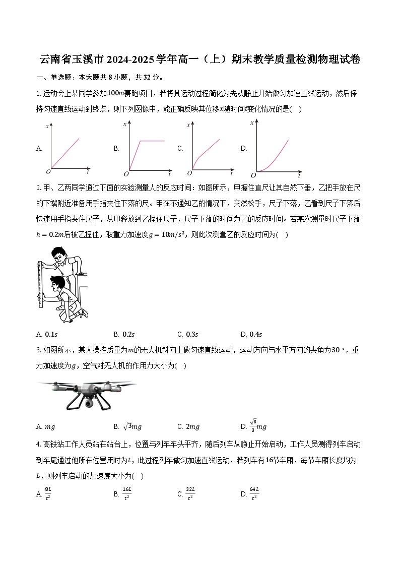 云南省玉溪市2024-2025学年高一（上）期末教学质量检测物理试卷