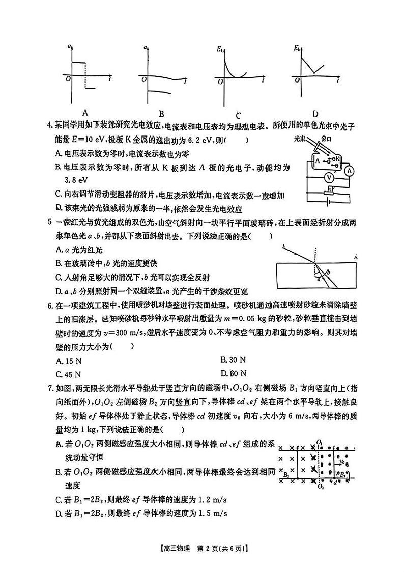 广东省湛江市2024-2025学年高三上学期期末考试物理试题第2页