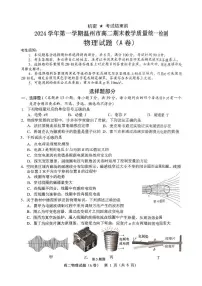 浙江省温州市2024-2025学年高二上学期期末教学质量统一检测物理试卷（A）