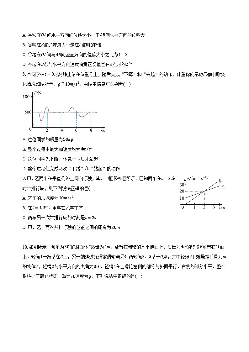 天津市和平区2024-2025学年高一(上)期末质量调查物理试卷(含解析)第3页