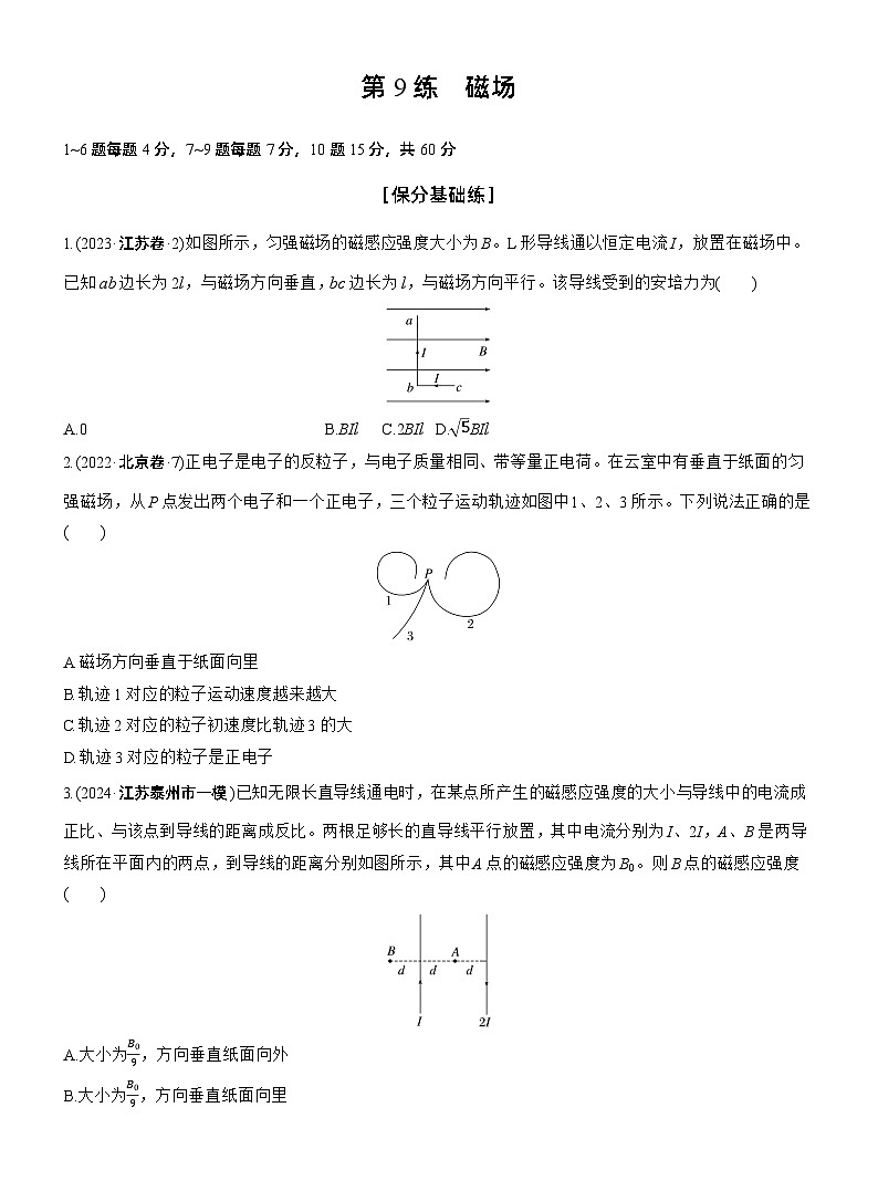第一篇 专题三 第9练 磁场 --2025年高考物理大二轮复习(学生版)第1页