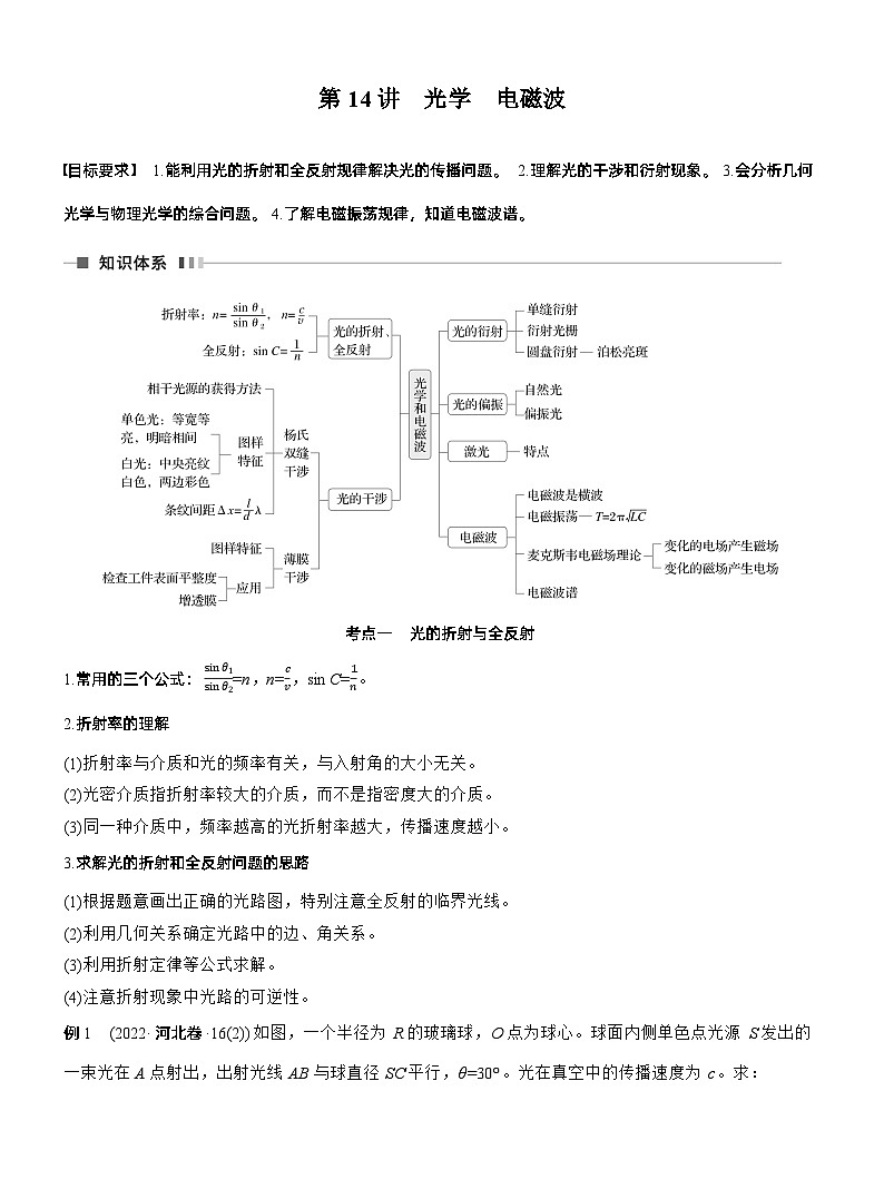 第一篇 专题五 第14讲 光学 电磁波 --2025年高考物理大二轮复习(讲义) 第1页