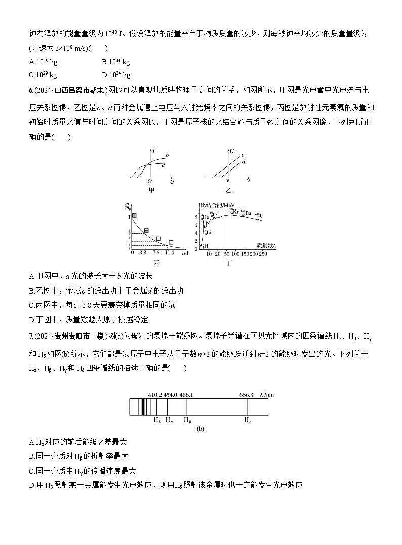 第一篇 专题五 第15练 近代物理 --2025年高考物理大二轮复习(学生版)第2页