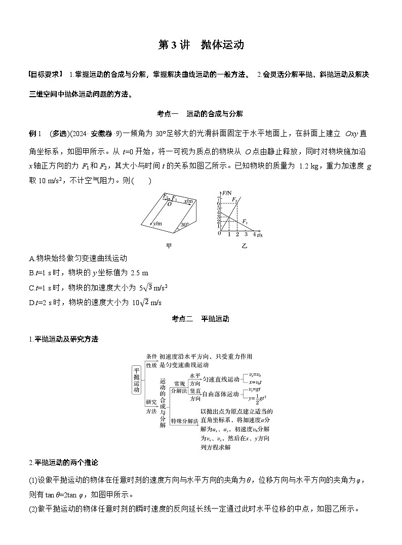 第一篇 专题一 第3讲 抛体运动 --2025年高考物理大二轮复习(讲义) 第1页