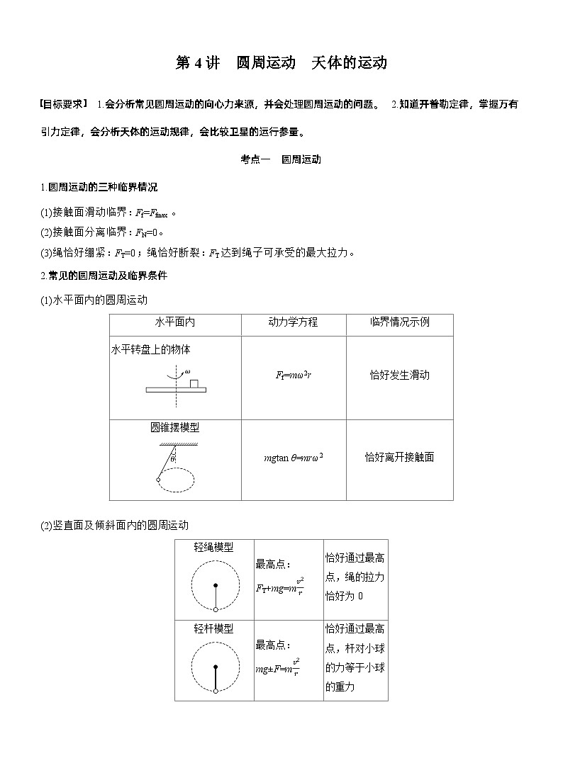 第一篇 专题一 第4讲 圆周运动 天体的运动 --2025年高考物理大二轮复习(讲义) 第1页