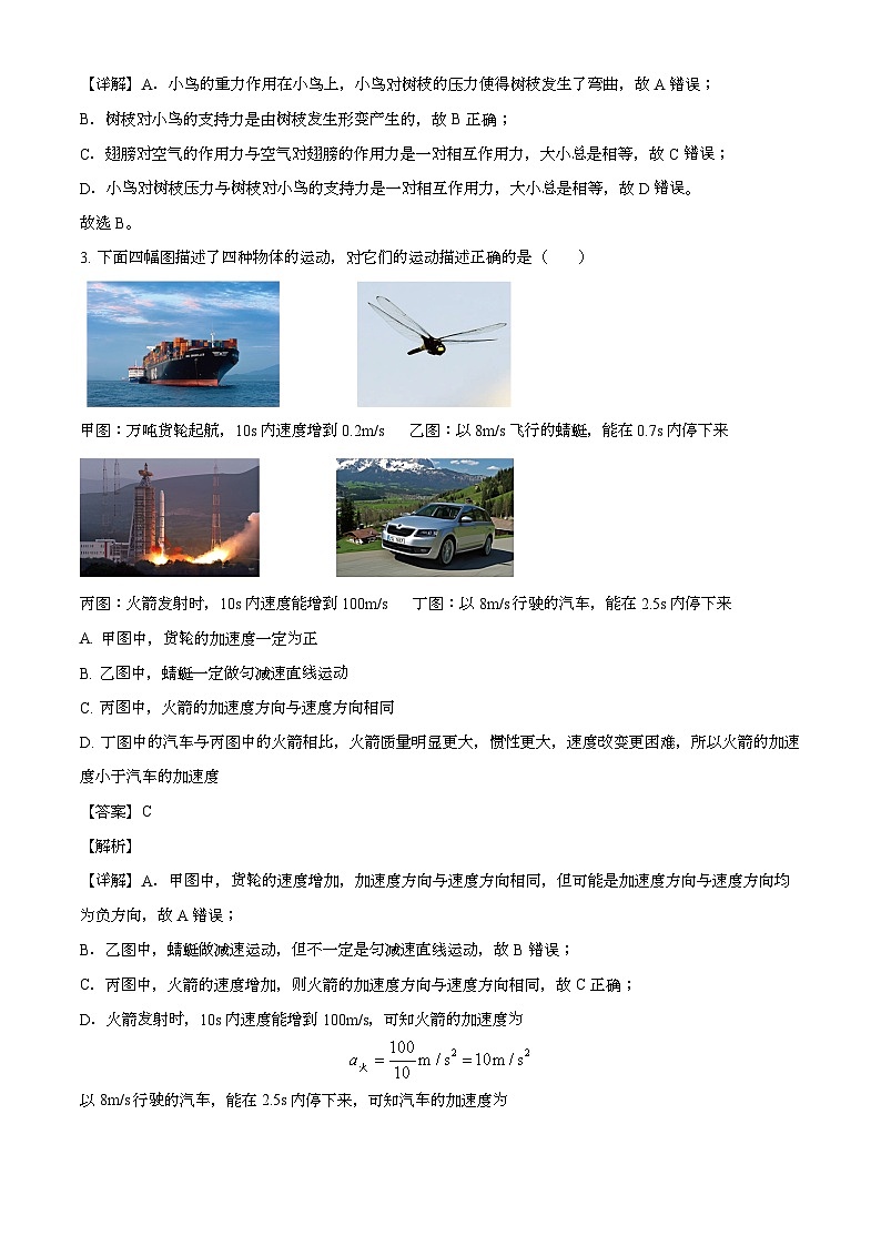 四川省德阳市2024-2025学年高一上学期期末教学质量检测 物理试卷(含解析)第2页