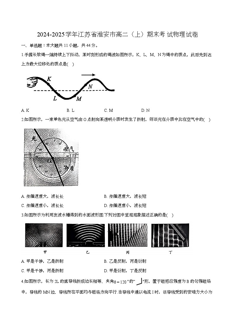 江苏省淮安市2024-2025学年高二上学期期末考试 物理试卷第1页