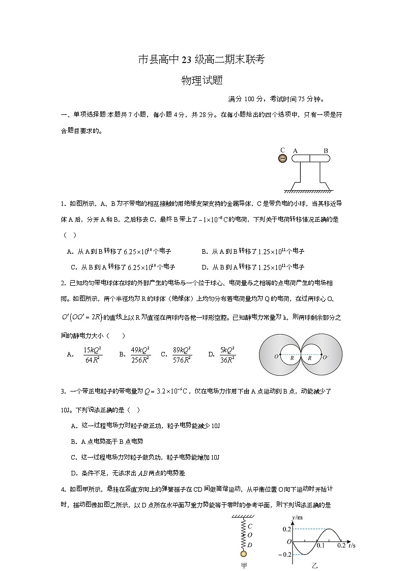 四川省眉山市市县高中2024-2025学年高二上学期1月期末联考 物理试题第1页