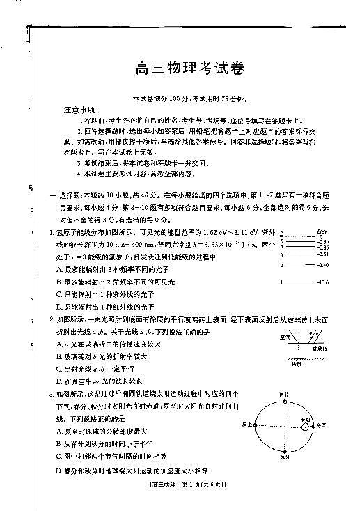 辽宁省县域重点高中协作体2025届高三上学期期末考试 物理 PDF版含答案第1页