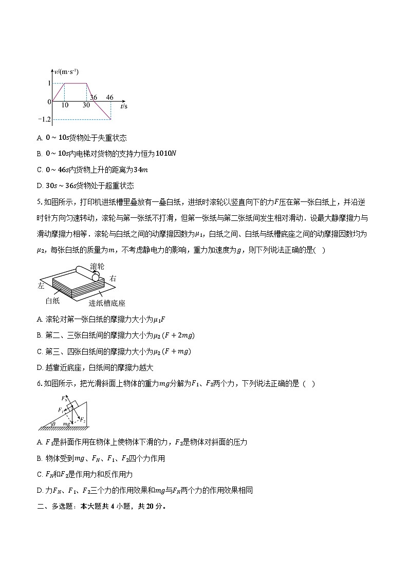 湖南省岳阳市汨罗市第一中学2024-2025学年高一(上)月考物理试卷(12月)第2页