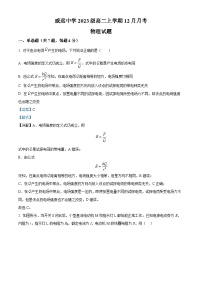 四川省内江市威远中学2024-2025学年高二上学期12月月考物理试卷（Word版附解析）