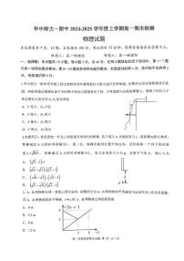 湖北省武汉市华中师范大学第一附属中学2024-2025学年高一上学期期末检测物理试卷