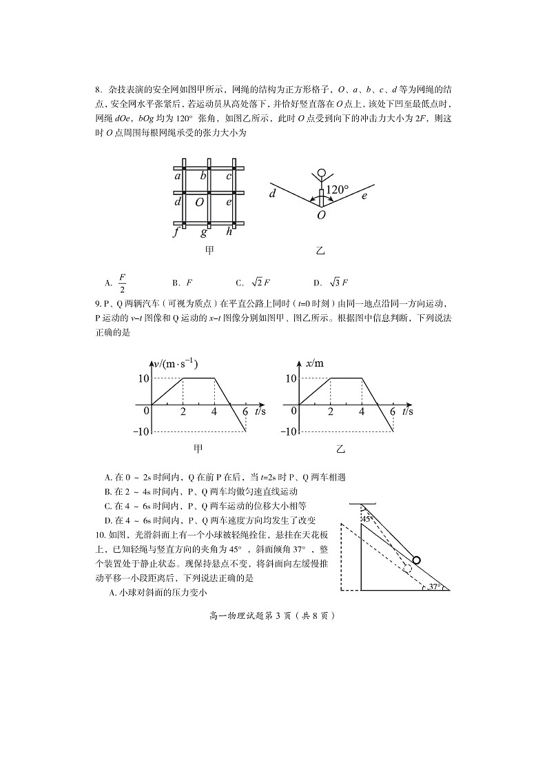 2024-2025學(xué)年湖南省郴州市高一上學(xué)期期末教學(xué)質(zhì)量監(jiān)測（圖片版）物理試卷第3頁