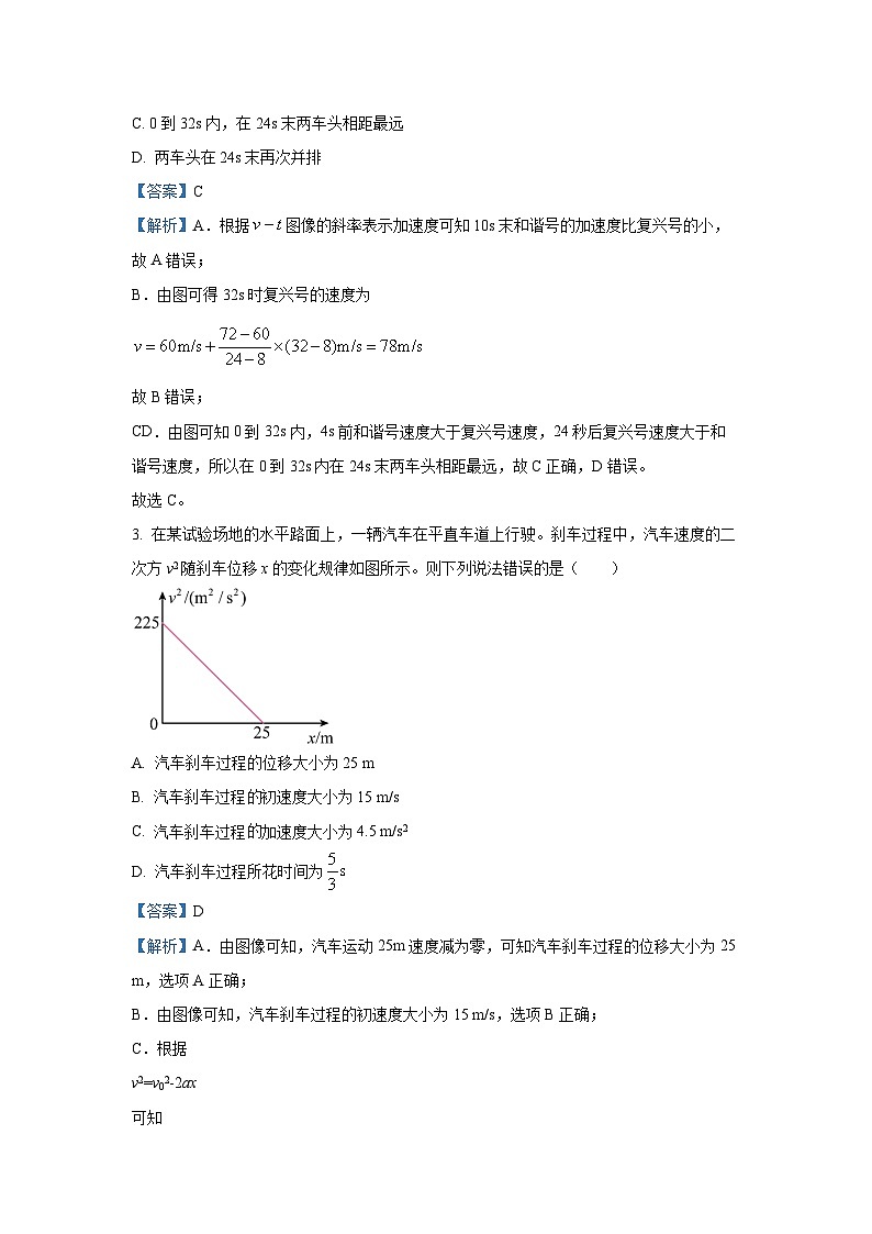 福建省泉州市四校联考2024-2025学年高一上学期11月期中考试物理试题(解析版)第2页