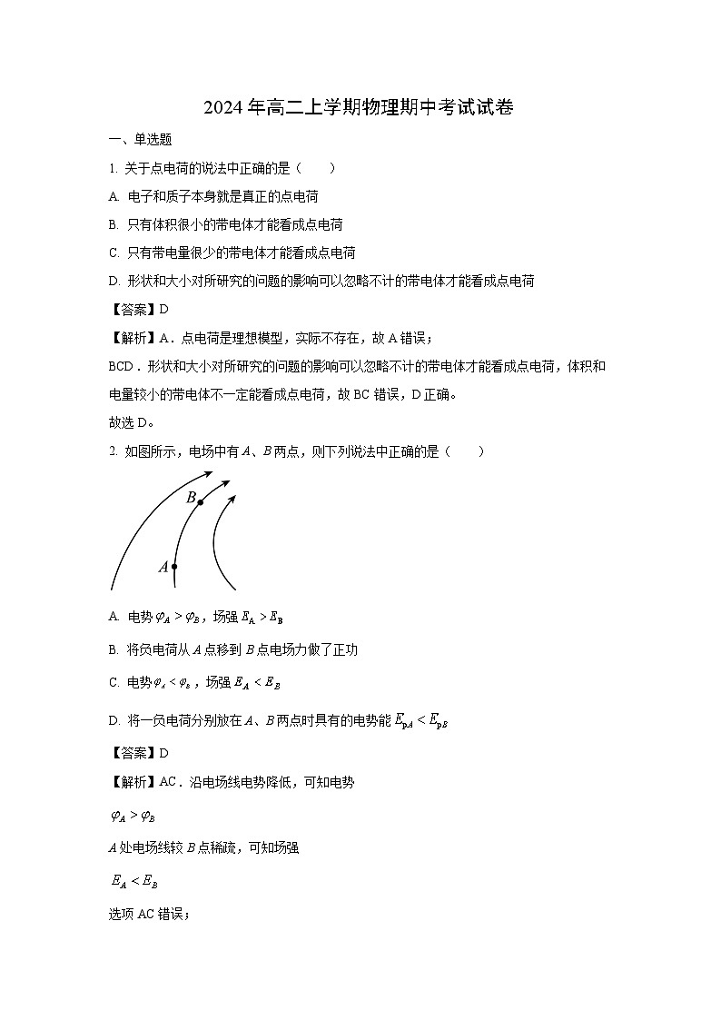 湖南省岳阳市云溪区2024-2025学年高二上学期11月期中物理试卷(解析版)第1页