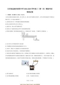 2024～2025學(xué)年江蘇省鹽城市射陽中學(xué)高三(一)高考模擬考試物理試卷(含解析)