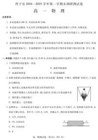 青海省西宁市2024-2025学年高一上学期期末调研测试物理试卷