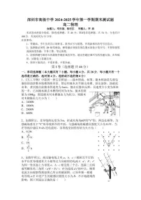 广东省深圳高级中学2024-2025学年高二上学期期末测试物理试卷(含答案)