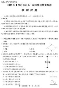 山东济南2024-2025学年高一上学期1月期末检测物理试题（含答案）