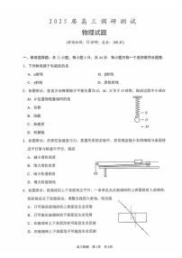 江苏省泰州市2024-2025学年高三下学期开学调研测试物理试题（无答案）
