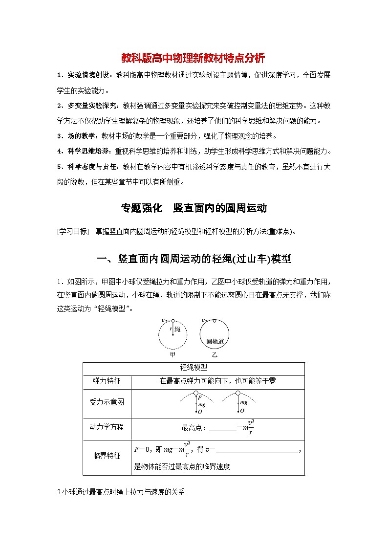 第二章 专题强化 竖直面内的圆周运动(学生笔记)第1页