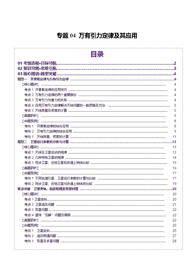 专题04 万有引力定律及其应用(讲义)(解析版)第1页