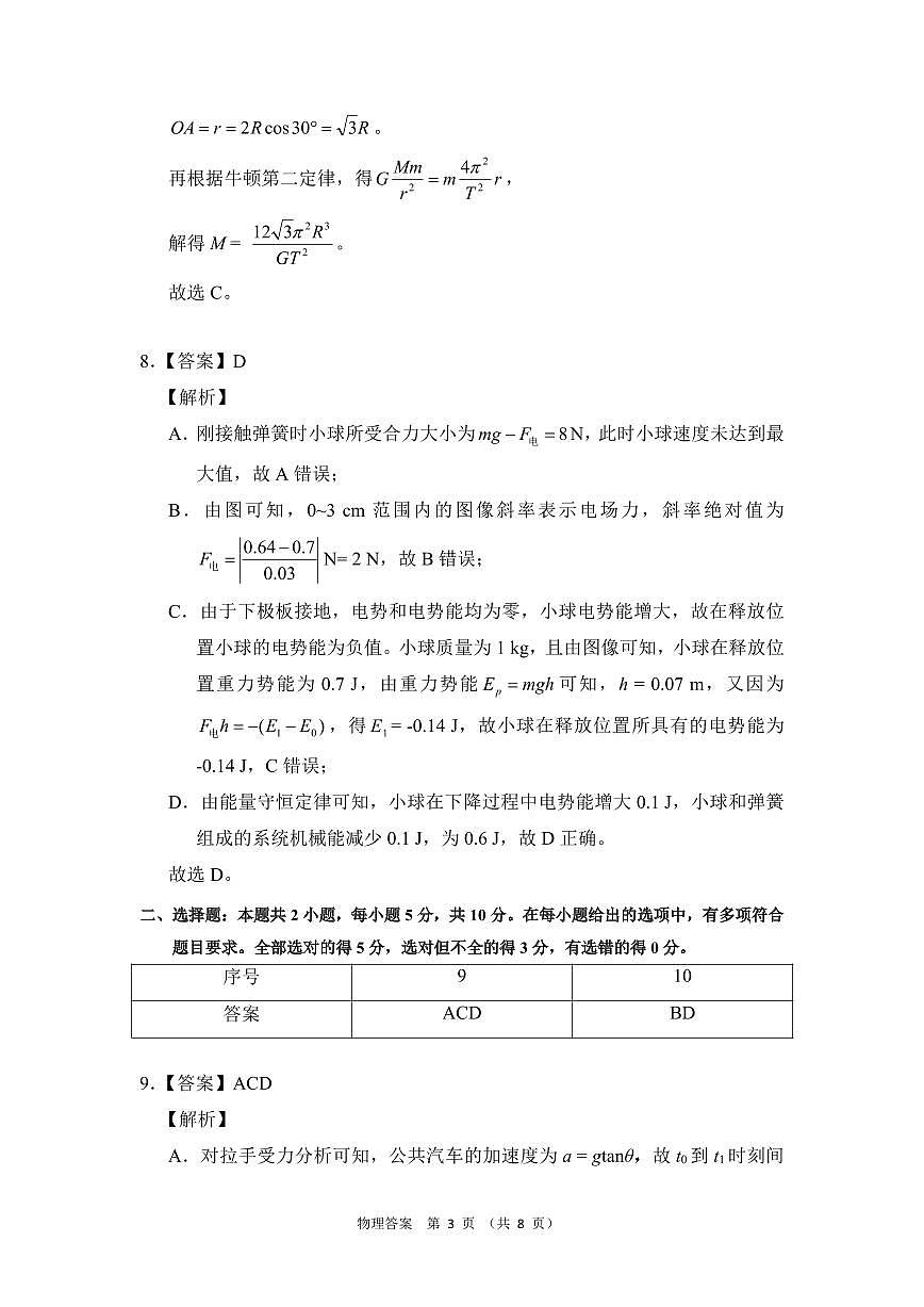 2025届安徽省“江南十校”联考物理参考答案第3页