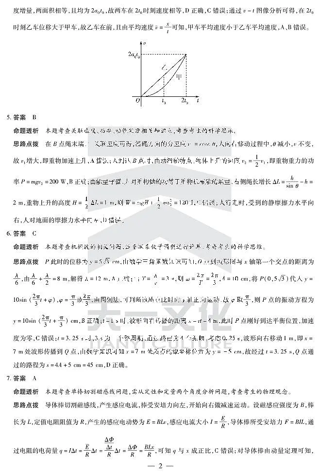 安徽省天一大联考2025届高三3月调研考试物理答案第2页