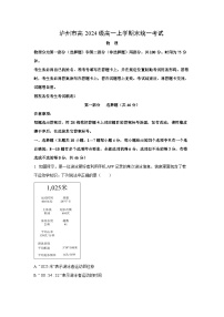 2024~2025学年四川省泸州市高一上学期期末统考物理试卷（解析版）