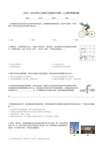2024～2025学年上海徐汇区南洋中学高一(上)期中物理试卷(含解析)