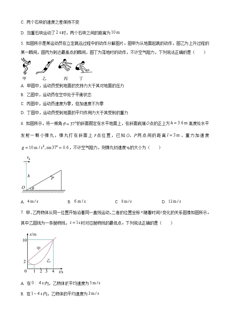 山东省烟台市2024-2025学年高一上学期期末学业水平诊断物理试卷 Word版无答案第2页